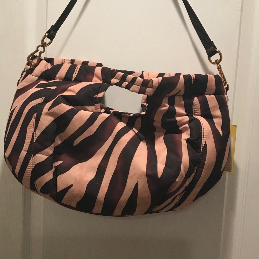 Vince Camuto Harlow zebra print puffer handbag brown/tan NWT - Picture 2 of 4